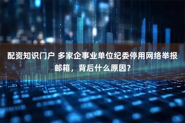 配资知识门户 多家企事业单位纪委停用网络举报邮箱，背后什么原因？